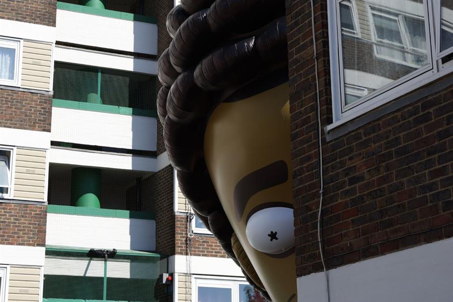 Adidas displays Rick-and-Morty-style inflatable heads in London