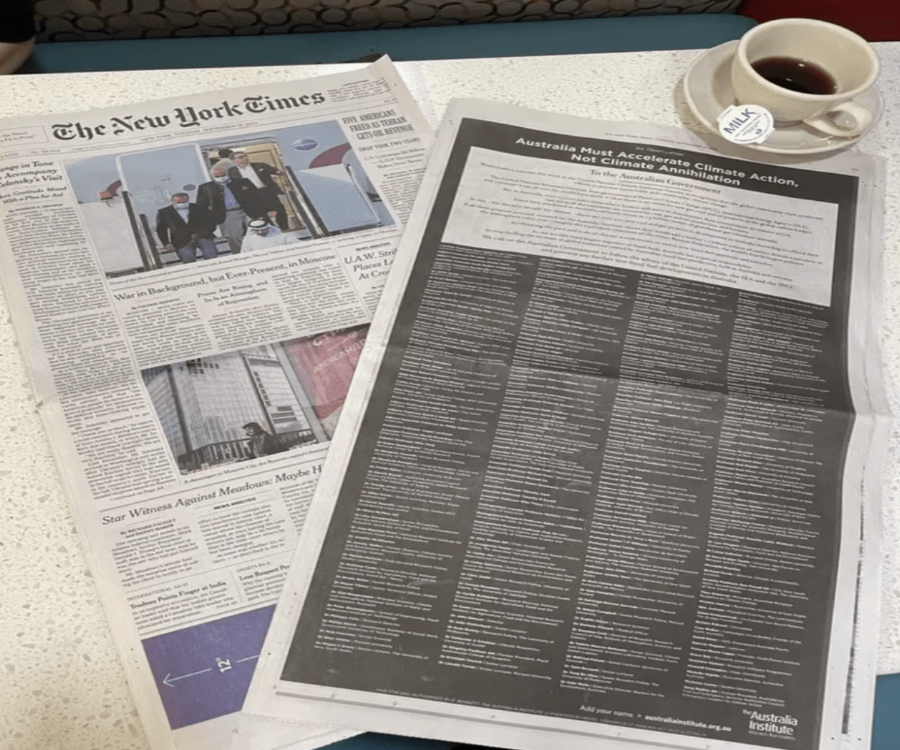 Australia shamed in full-page New York Times ad over climate change inaction