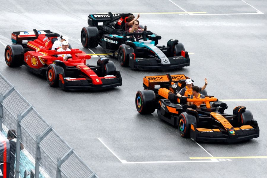 Lego builds full-scale Formula One grid in bricks, complete with drivable cars