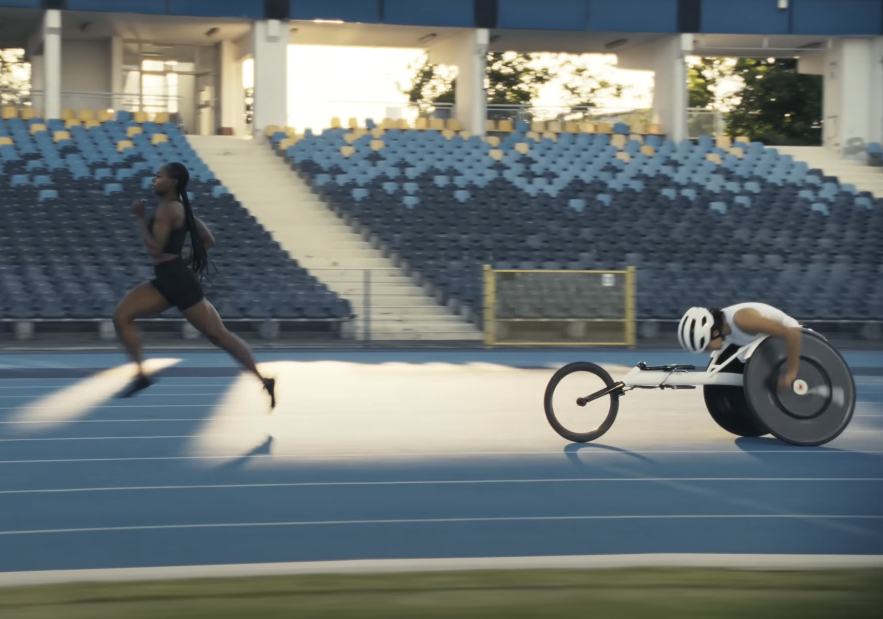 Apple ad stages relay race featuring athletes with and without disabilities